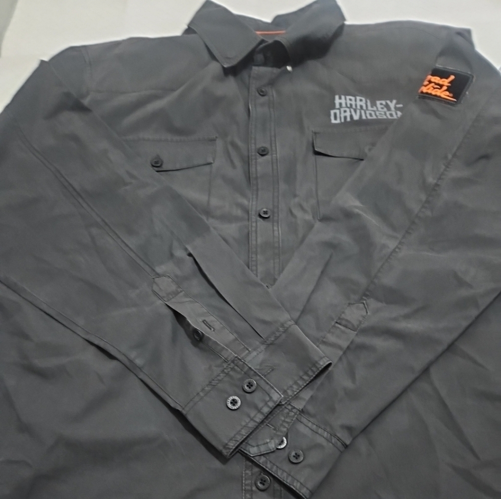 Harley-Davidson Gray Button-Up Shirt Sz XXL